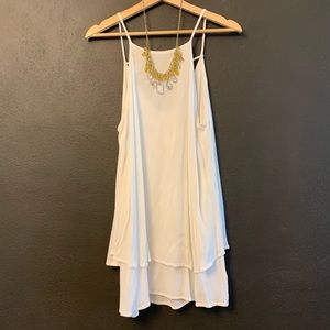 Bright white layered mini dress